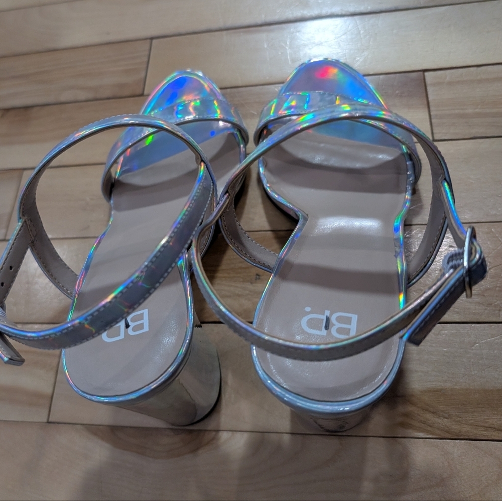 New! BP. | Lula Holographic Block Heel Sandals - Size 9 - Picture 9 of 13